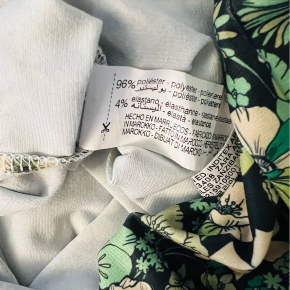 ZARA Floral Vibrant Green Print Collared Mini Dress Size S NEW - Picture 6 of 8
